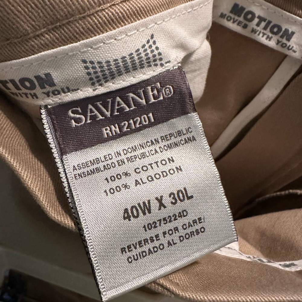 NWT Savane Men’s Flat Front Pants 40Wx30L - Picture 4 of 9